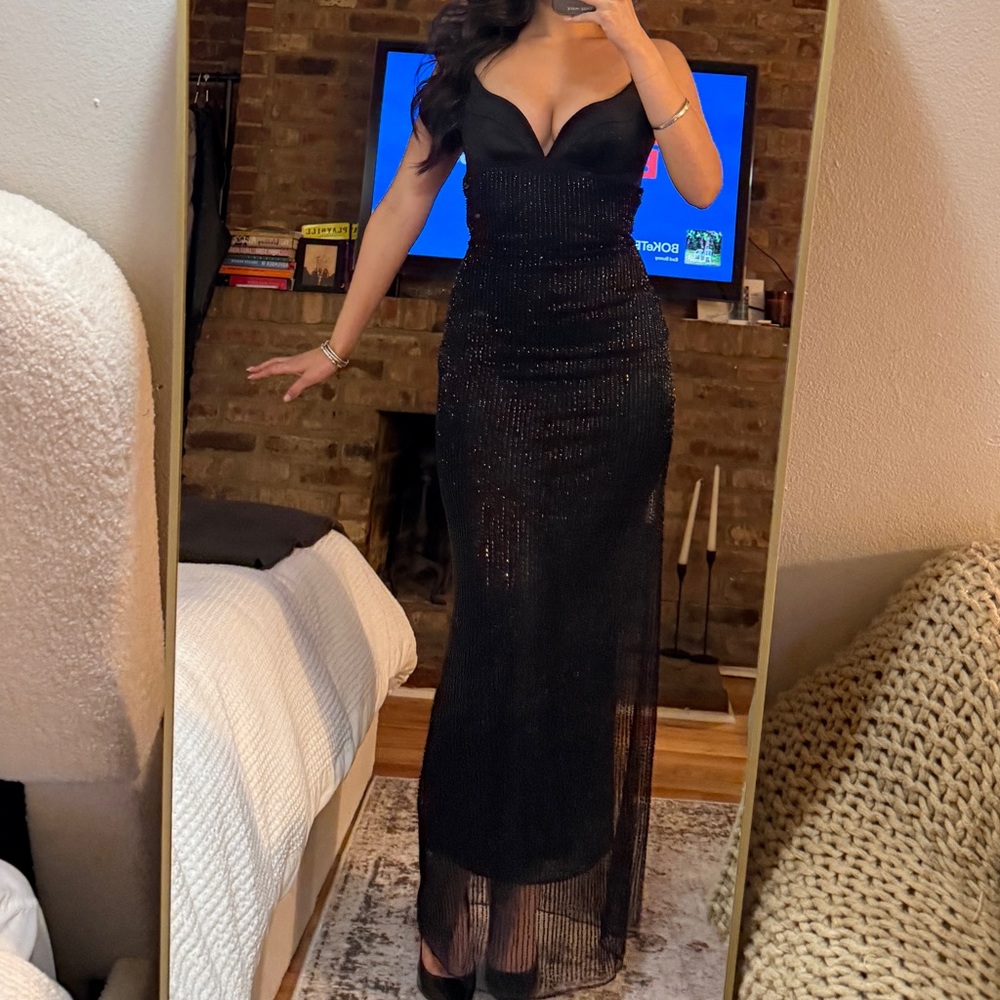 House of CB Ari Black Hand Beaded Embellished Maxi Dress - Black - Picture 3 of 3